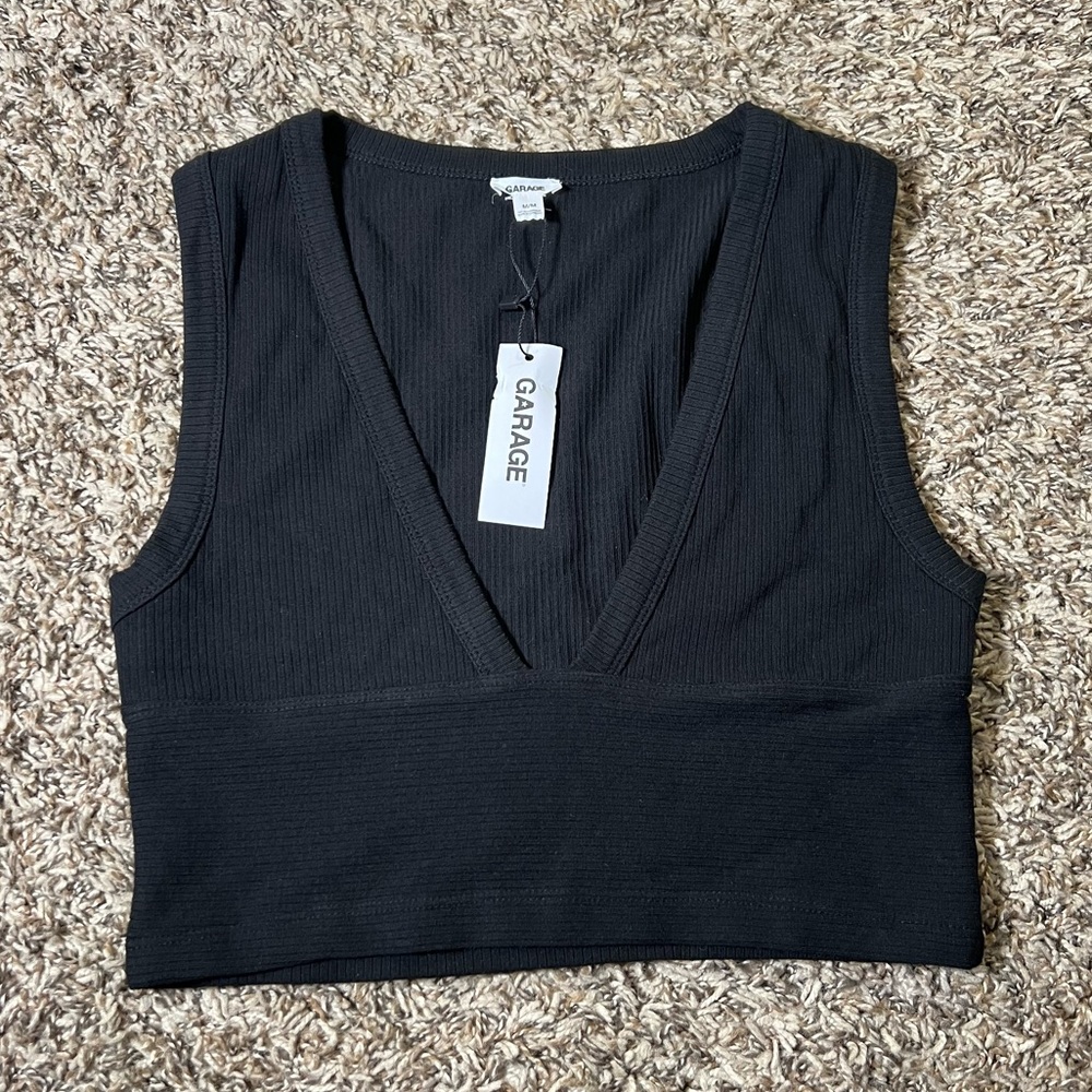 Garage NWT Deep V Neck Soft & Stretchy Cropped Tank Top